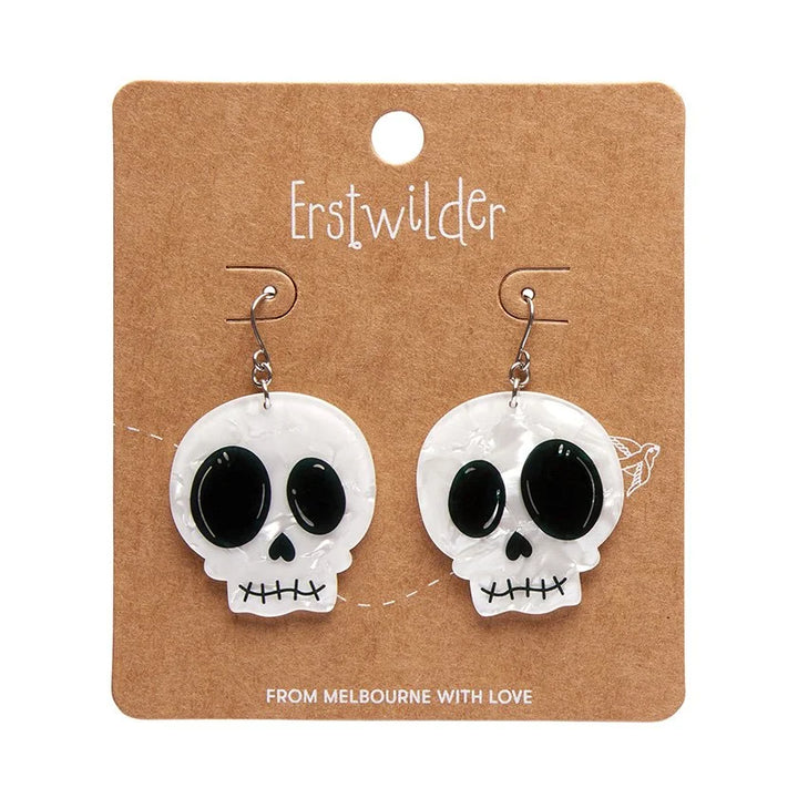 ERSTWILDER | EARRINGS | Skull Drop Earrings - White