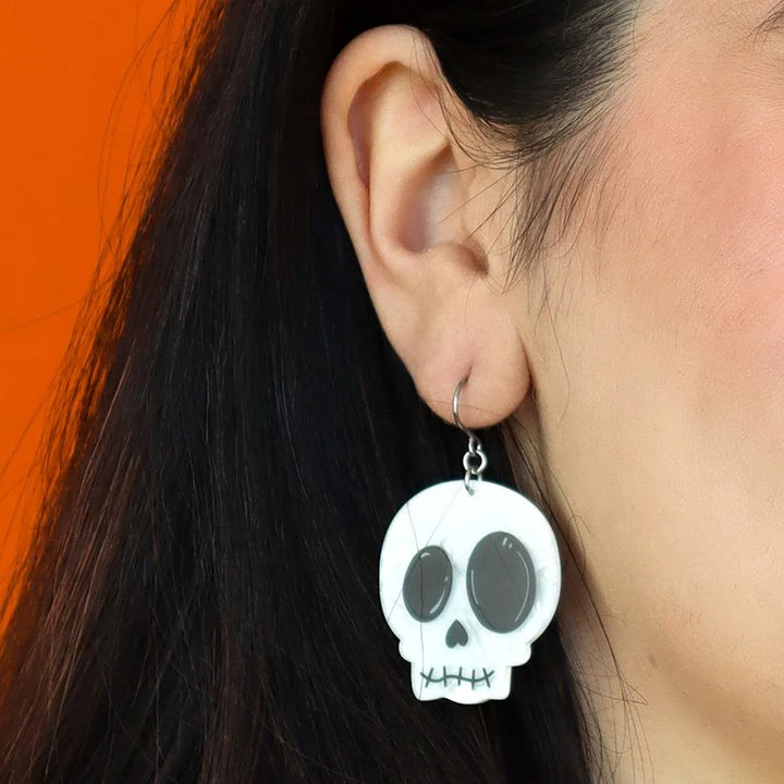 ERSTWILDER | EARRINGS | Skull Drop Earrings - White