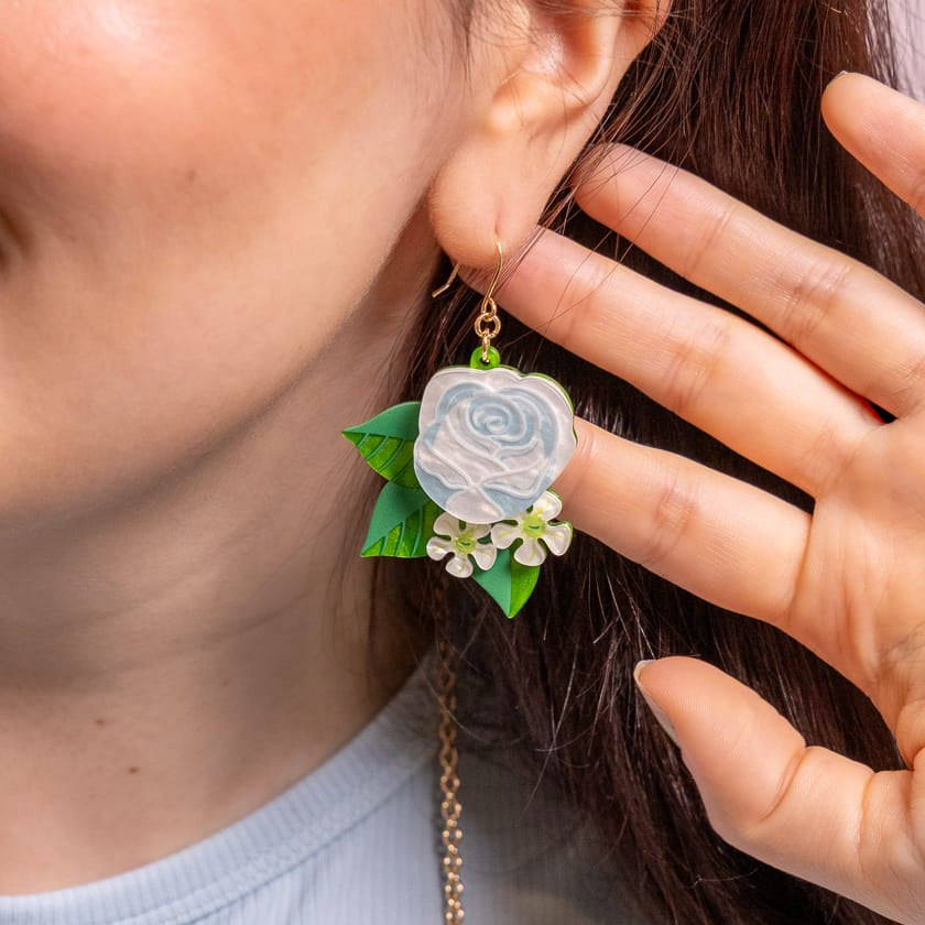 Erstwilder A Nice Day Drop Earrings — official photograph worn on model