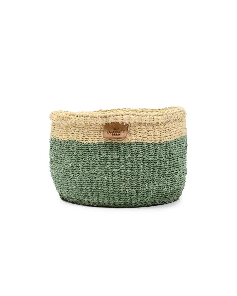HAZINA by The Basket Room — single green and yellow basket, front view; size not specified