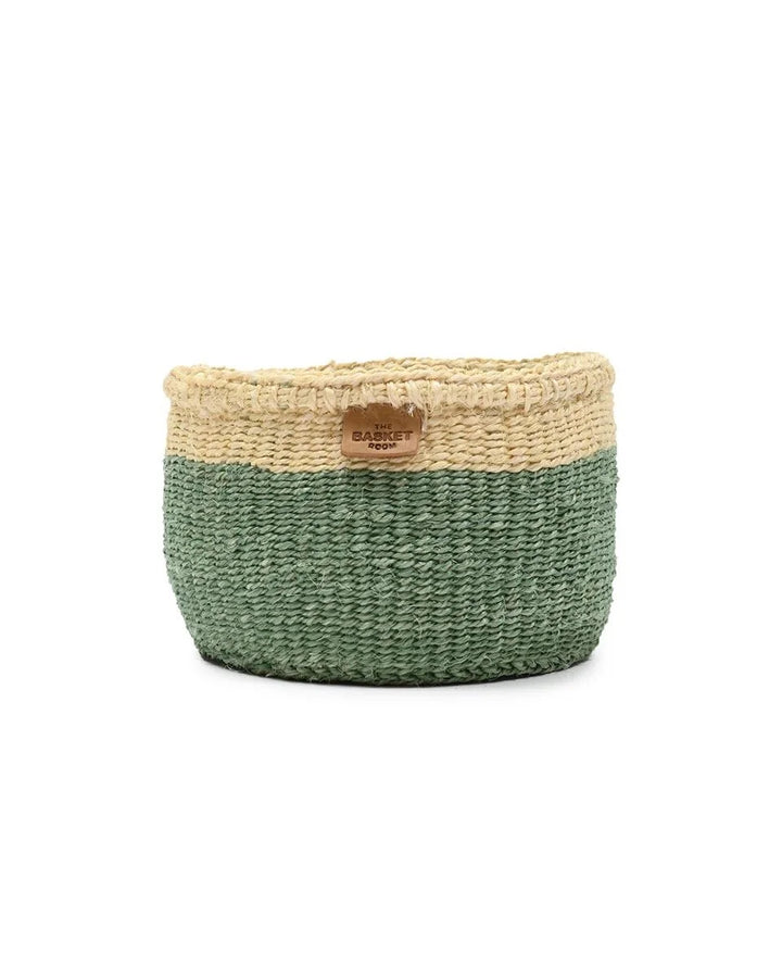 HAZINA by The Basket Room — single green and yellow basket, front view; size not specified