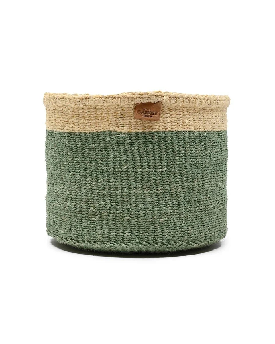 HAZINA by The Basket Room — single green and yellow basket, front view; size not specified