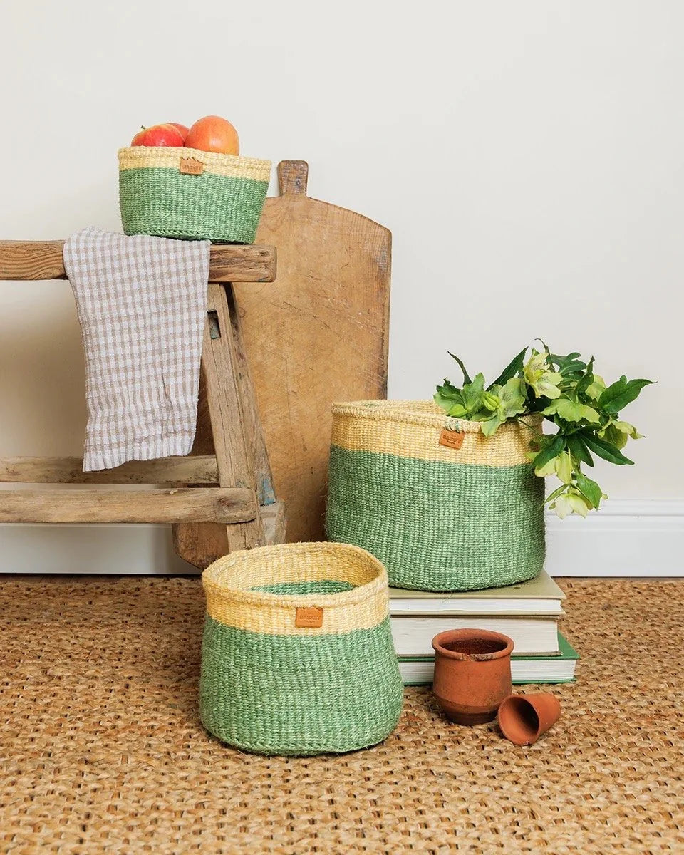 HAZINA by The Basket Room — basket size range styled with produce and books