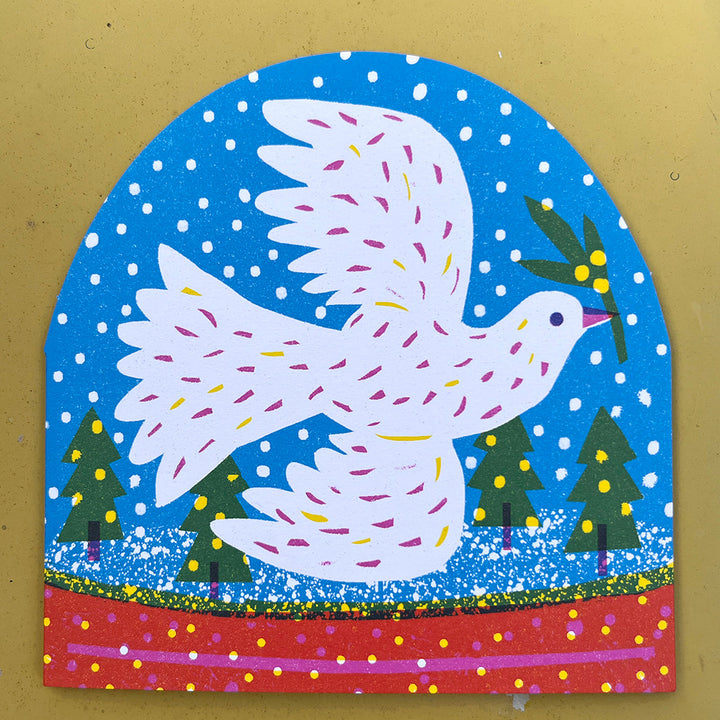 White Bird Large Snowglobe Card by The Printed Peanut — additional product and styling view