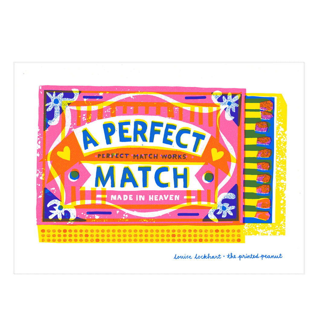 Perfect Match A4 Risograph Art Print by The Printed Peanut — product view