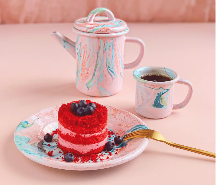 BORNN | BLUSH & TIFFANY BLUE MIX ROUND PLATE | COOKIE PLATE