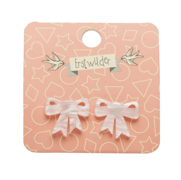 ERSTWILDER | EARRINGS | Bow Ripple Resin Stud Earrings - Pink