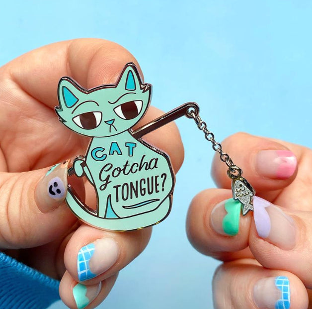 ERSTWILDER | ENAMEL PIN | Cat Got Your Tongue Enamel Pin