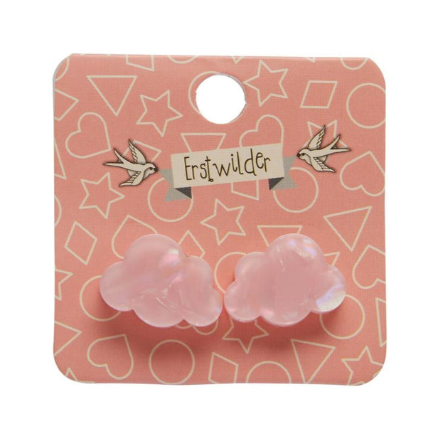 ERSTWILDER | EARRINGS | Cloud Solid Glitter Resin Stud Earrings - Pink