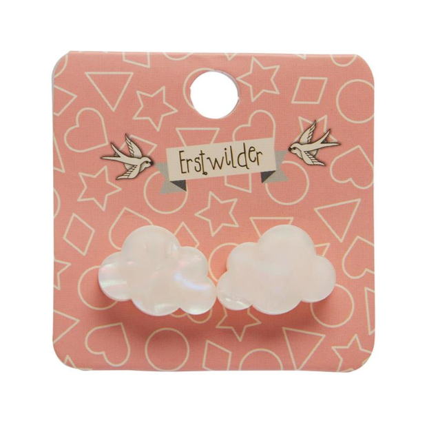 ERSTWILDER | EARRINGS | Cloud Solid Glitter Resin Stud Earrings - White