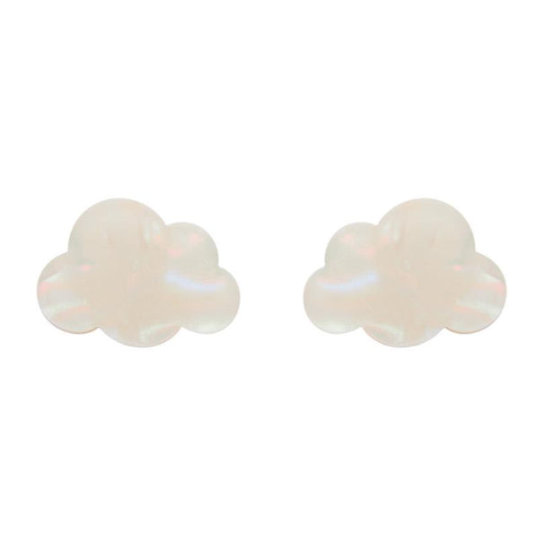 ERSTWILDER | EARRINGS | Cloud Solid Glitter Resin Stud Earrings - White