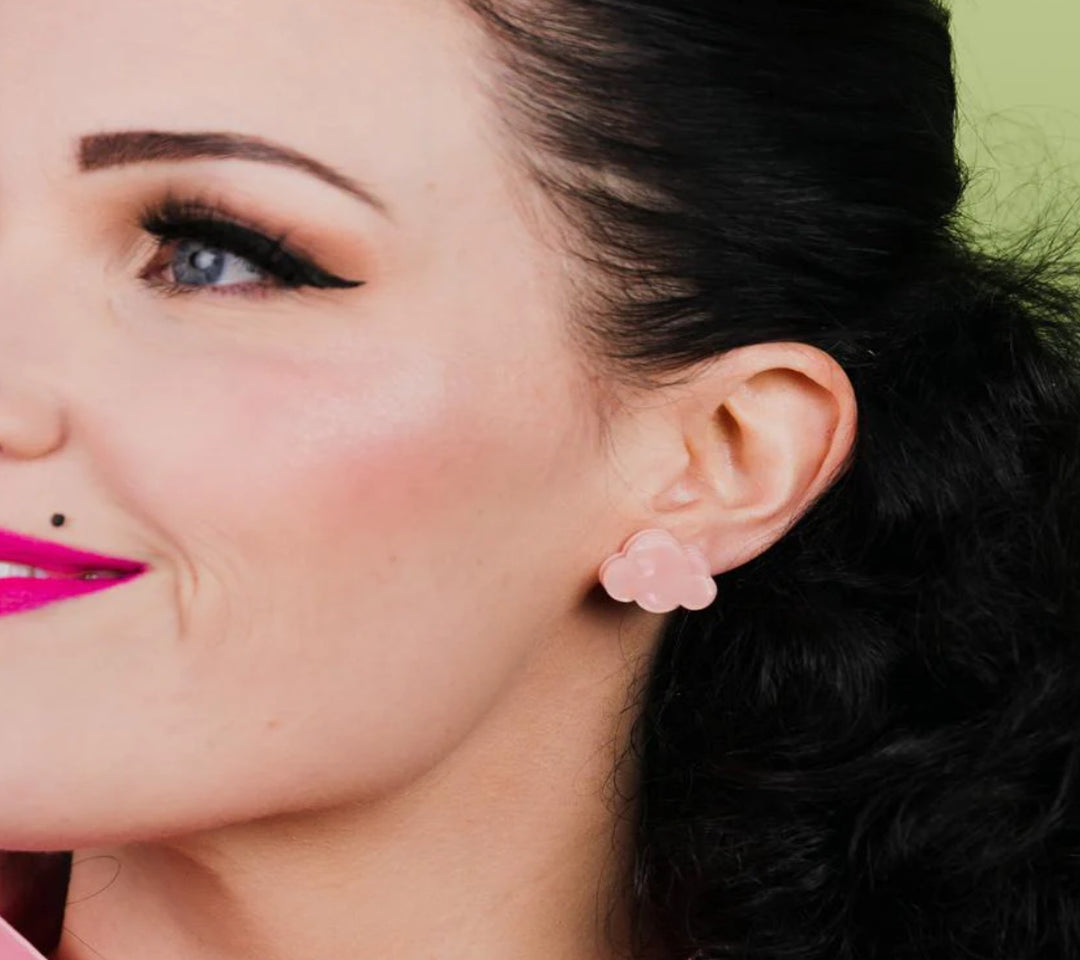 ERSTWILDER | EARRINGS | Cloud Solid Glitter Resin Stud Earrings - Pink