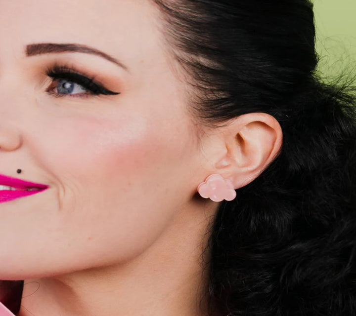 ERSTWILDER | EARRINGS | Cloud Solid Glitter Resin Stud Earrings - Pink