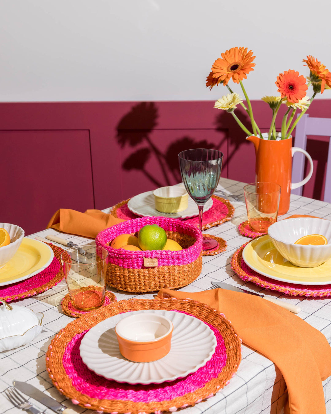 ZUBERI Hot Pink and Orange Coaster — official product photograph