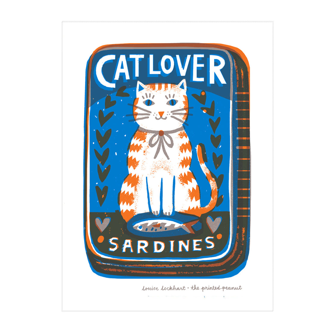 Cat Lover A4 Risograph Art Print by The Printed Peanut — product view
