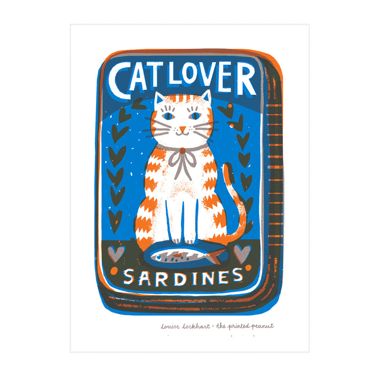 Cat Lover A4 Risograph Art Print by The Printed Peanut — product view