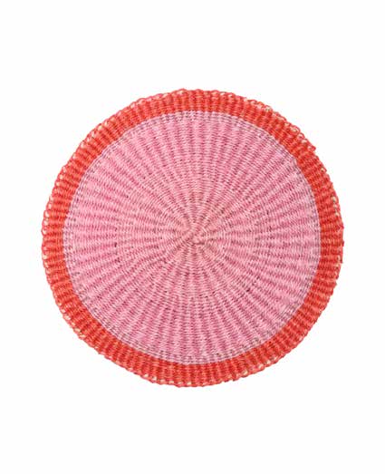 JINA red and dusky pink woven design - official coaster and placemat range reference