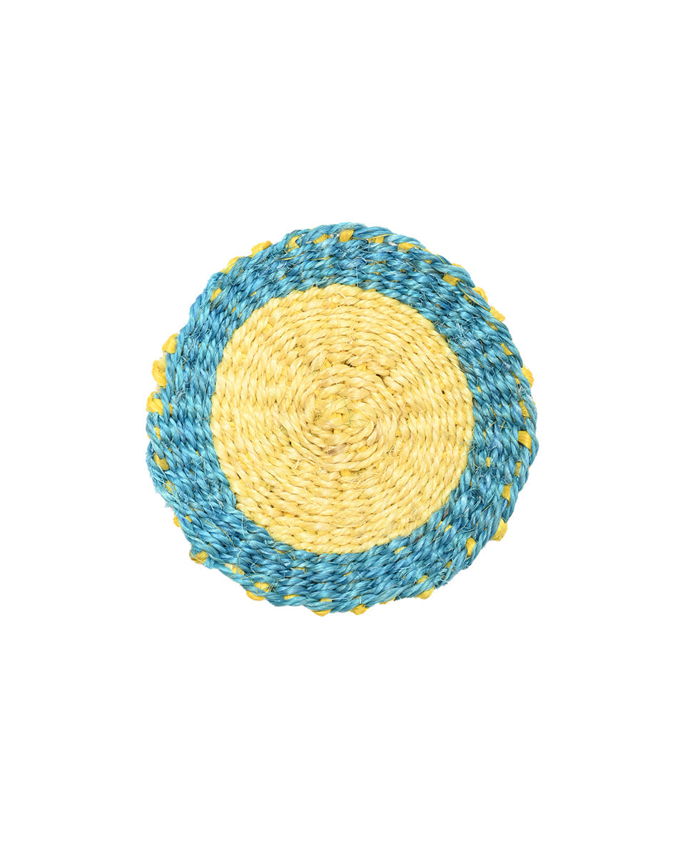 JOHARI blue and yellow sisal coaster by The Basket Room