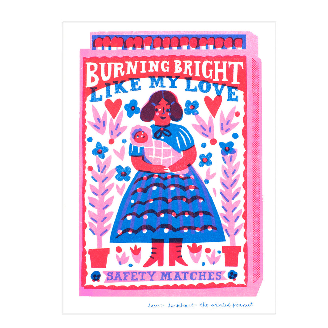 Burning Bright Like My Love A4 Risograph Art Print by The Printed Peanut — product view