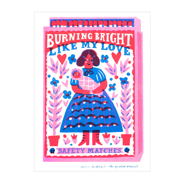 Burning Bright Like My Love A4 Risograph Art Print by The Printed Peanut — product view