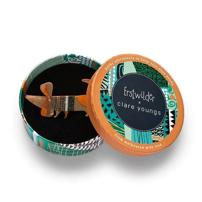 ERSTWILDER | BROOCHES | A Dachshund Named Bark Brooch