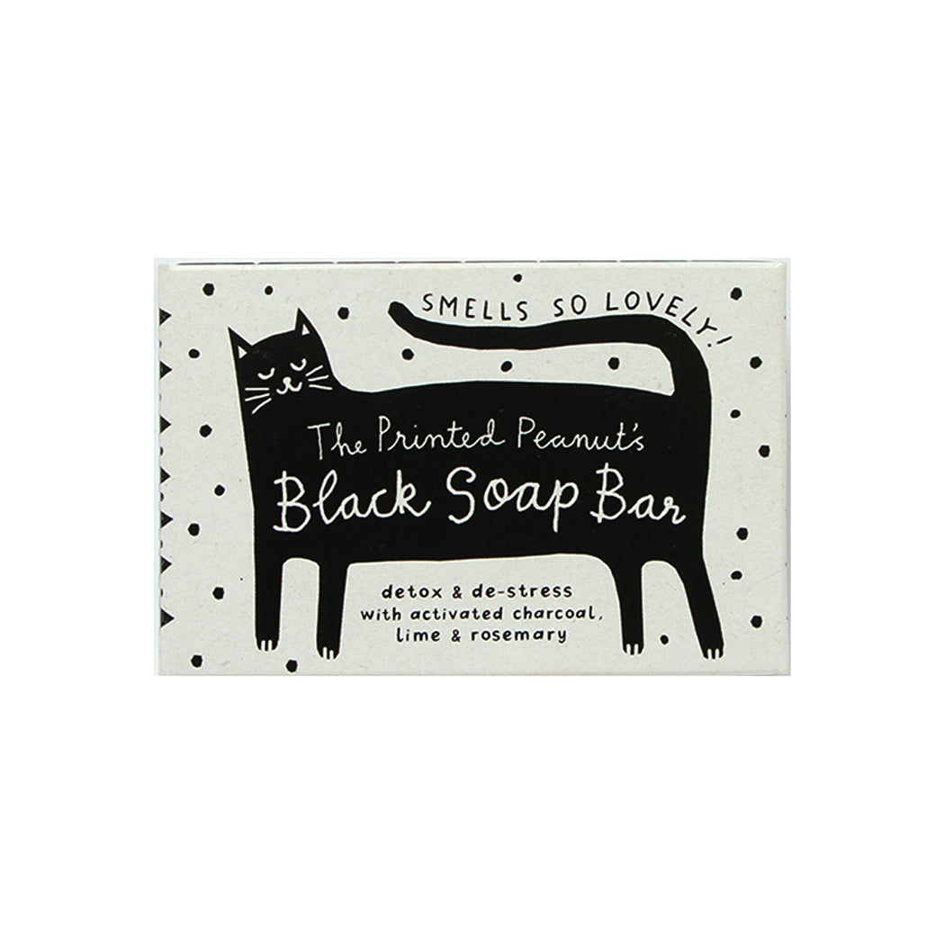 Black Cat Charcoal Natural Handmade Soap Bar by The Printed Peanut — product view