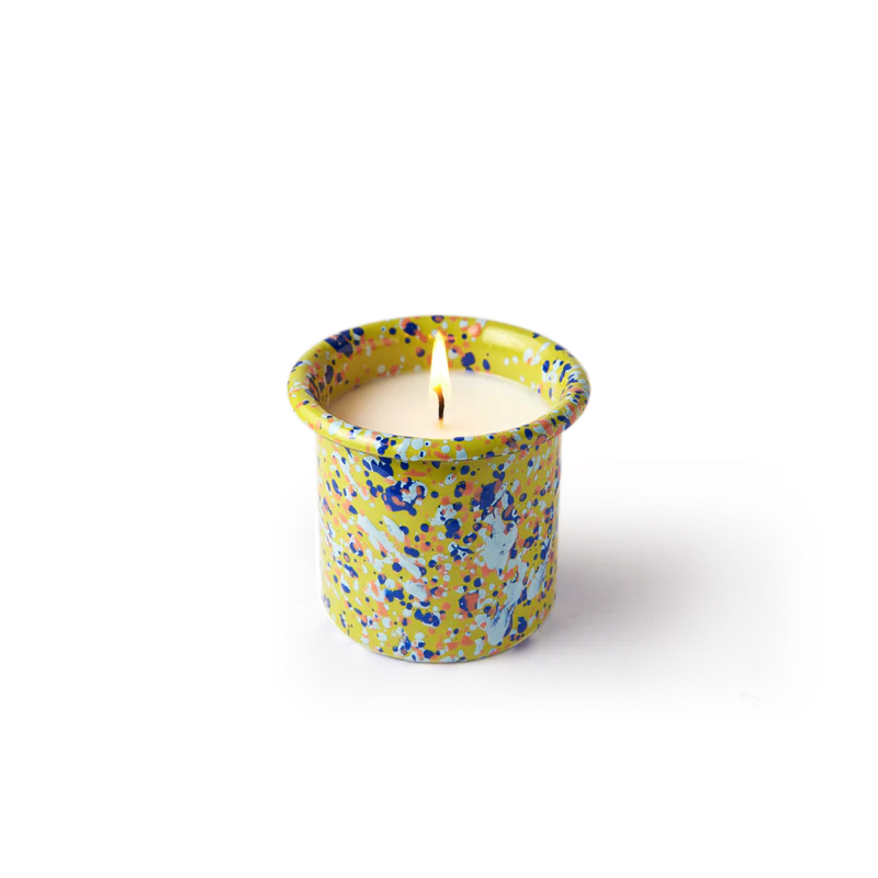 Bergamot Candle in Lime Splatter Enamelware ContainerComes with a wooden gift box