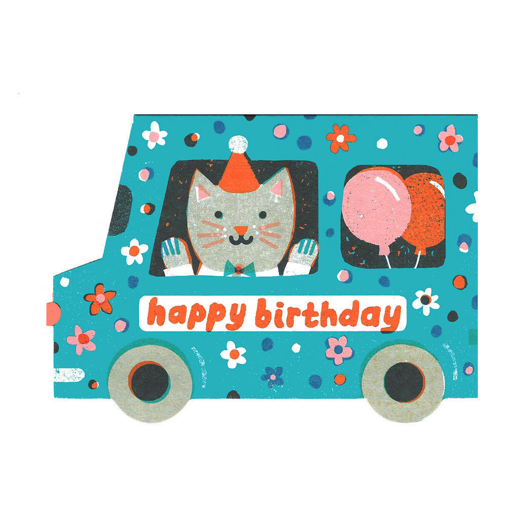 Birthday Van Shaped Card by The Printed Peanut — product view