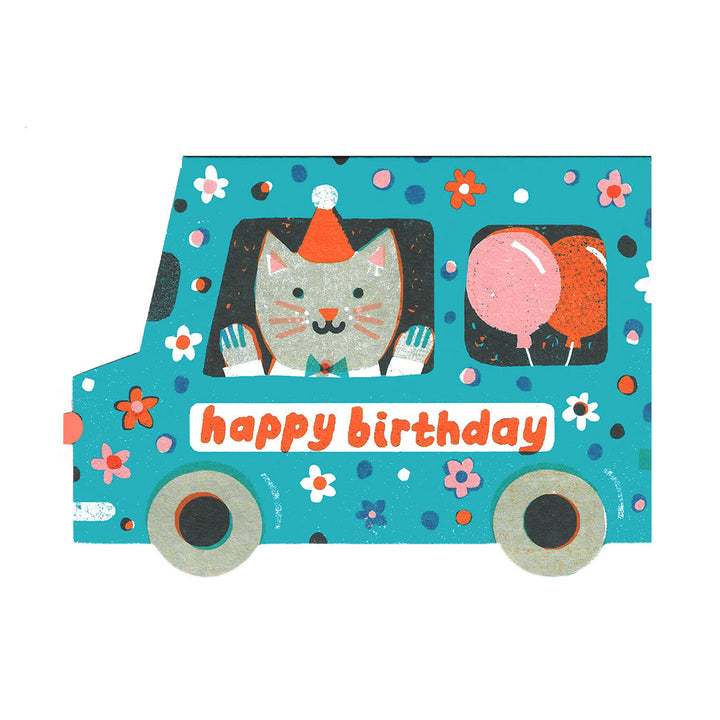 Birthday Van Shaped Card by The Printed Peanut — product view