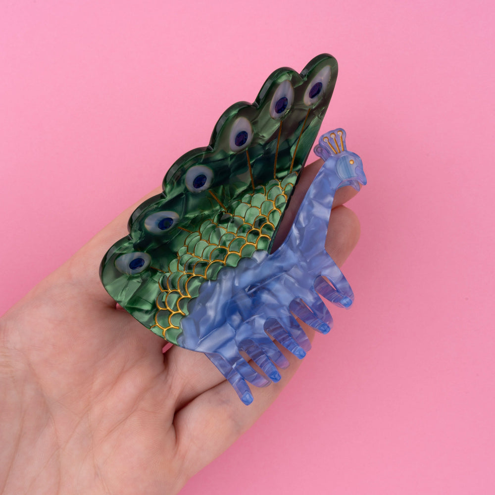 Peacock Hair Claw by Coucou Suzette — detail or styling view