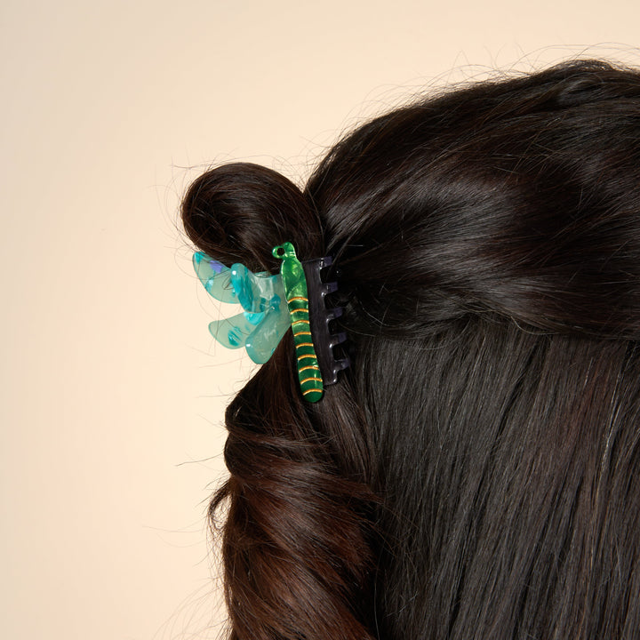 Green Dragonfly Hair Claw by Coucou Suzette — detail or styling view