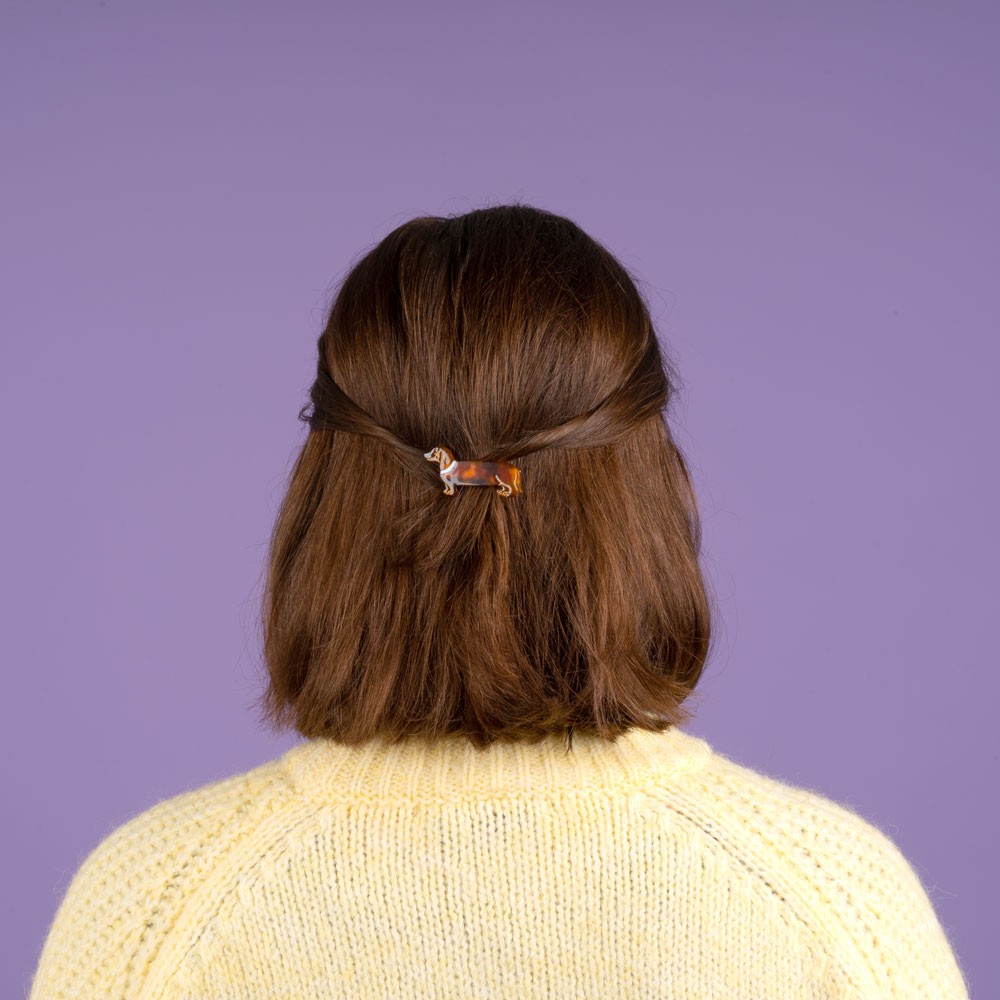 Dachshund Barrette by Coucou Suzette — detail or styling view