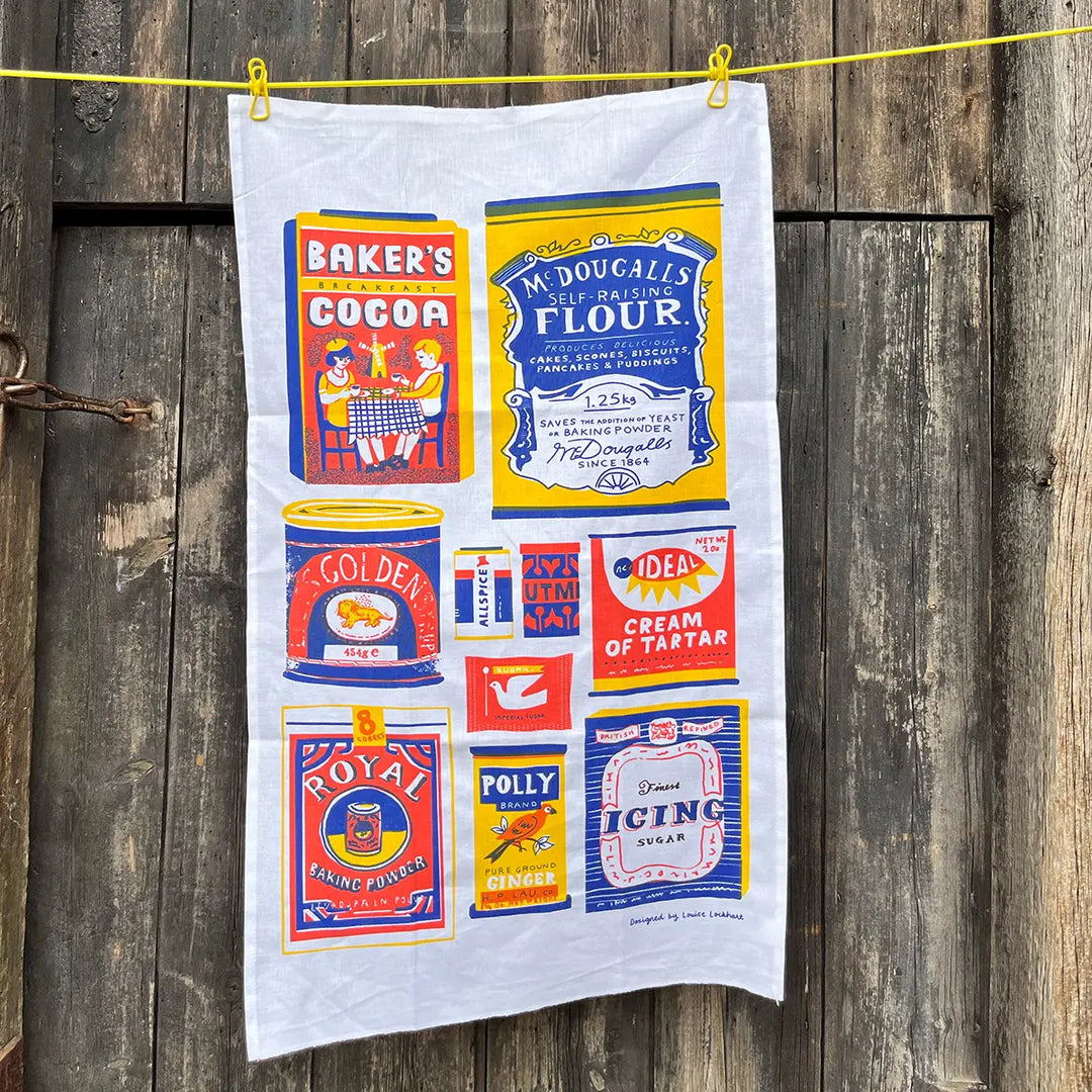 Baking Screen Printed Linen Union Tea Towel by The Printed Peanut — product view