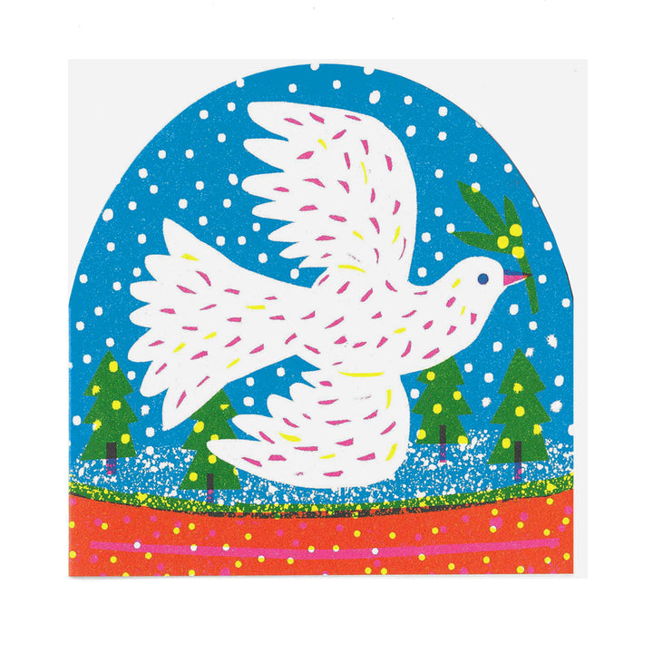 White Bird Large Snowglobe Card by The Printed Peanut — product view