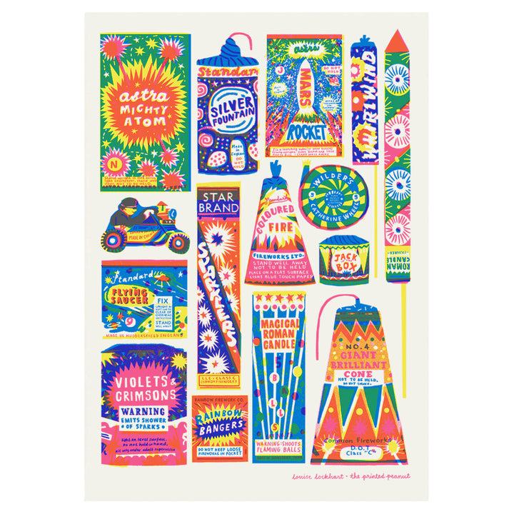 Fireworks A3 Risograph Art Print by The Printed Peanut — product view