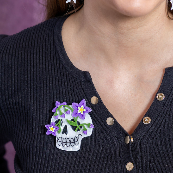 Erstwilder Shade of Night Brooch worn on clothing