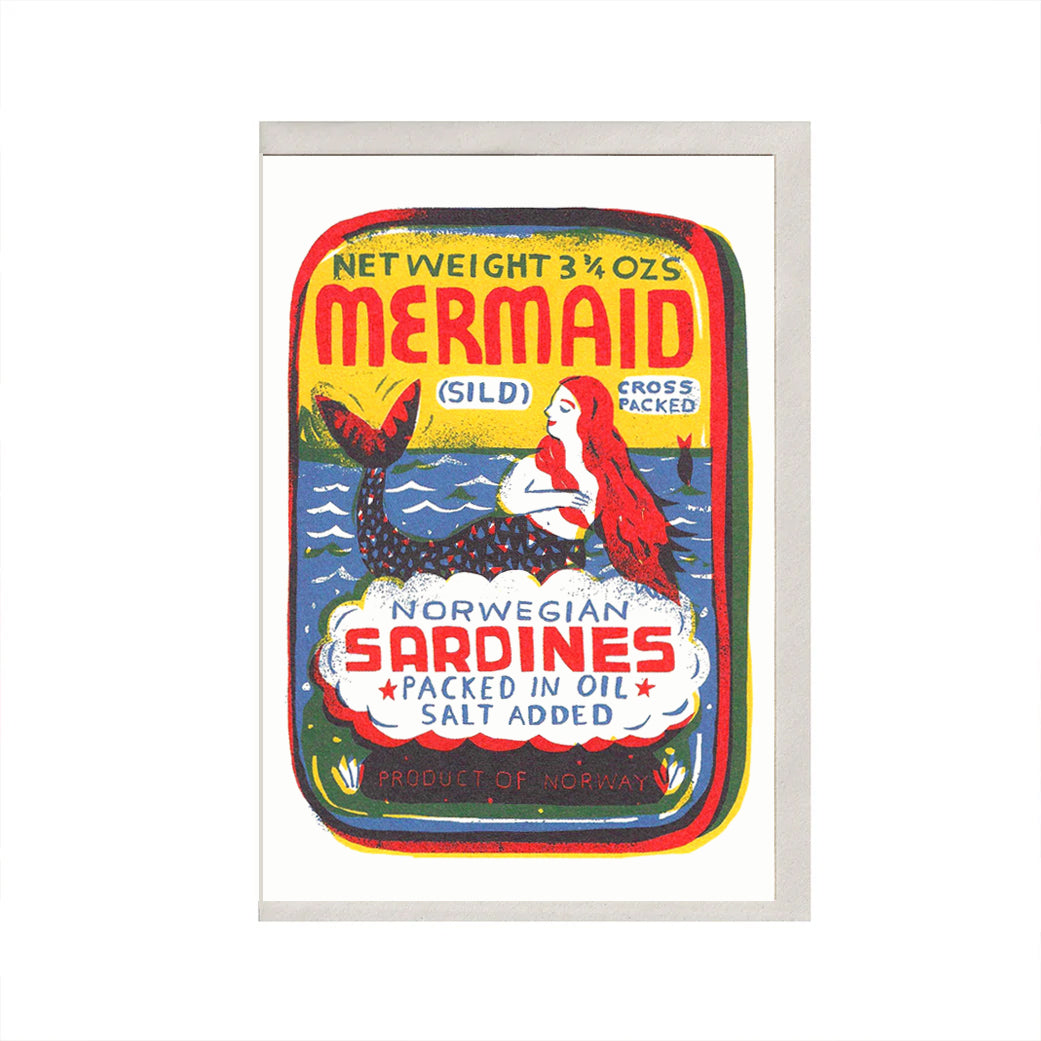 Mermaid Sardines A6 Card by The Printed Peanut — product view