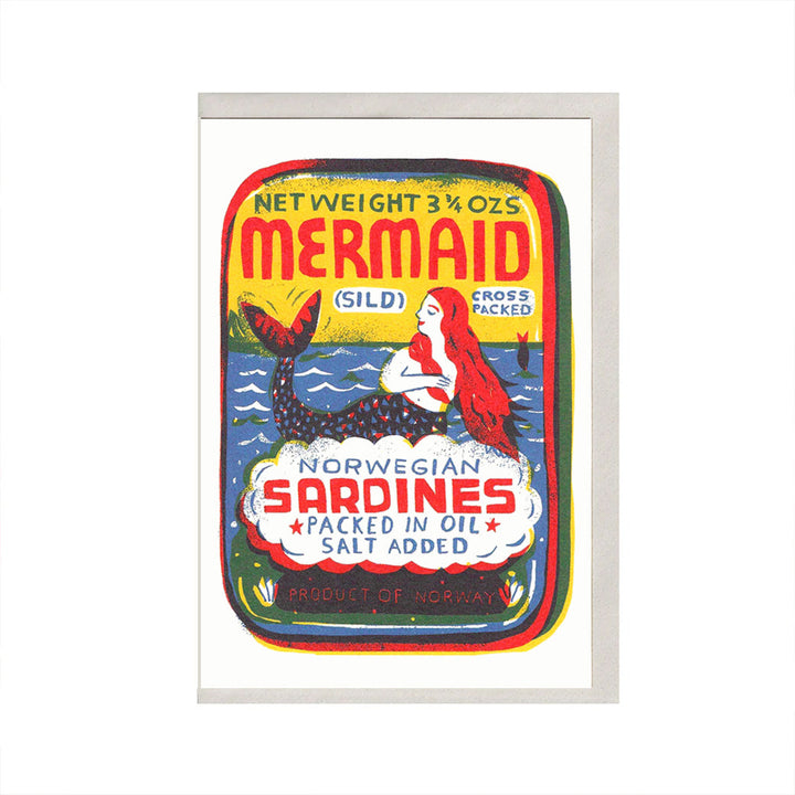 Mermaid Sardines A6 Card by The Printed Peanut — product view