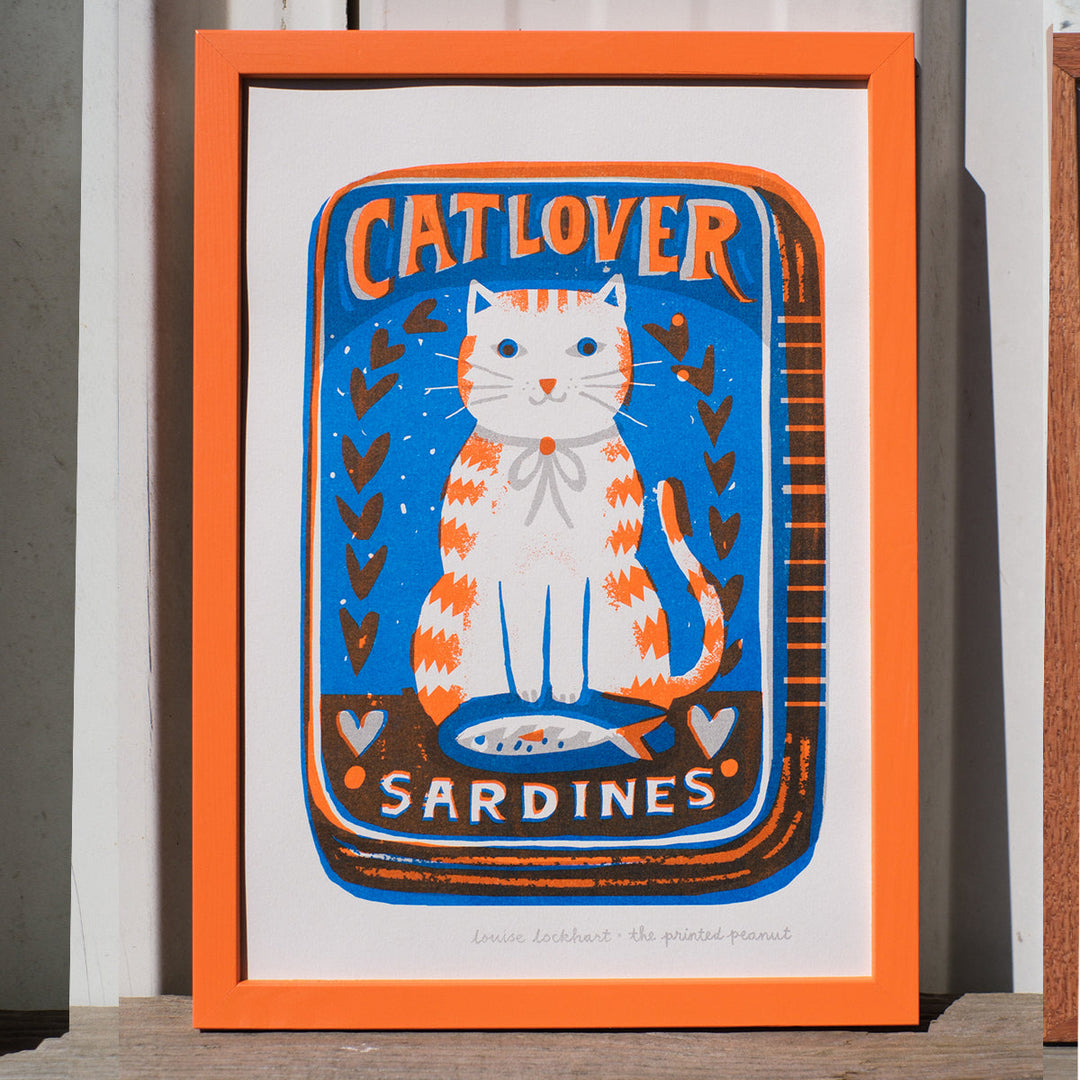 Cat Lover A4 Risograph Art Print by The Printed Peanut — additional product and styling view