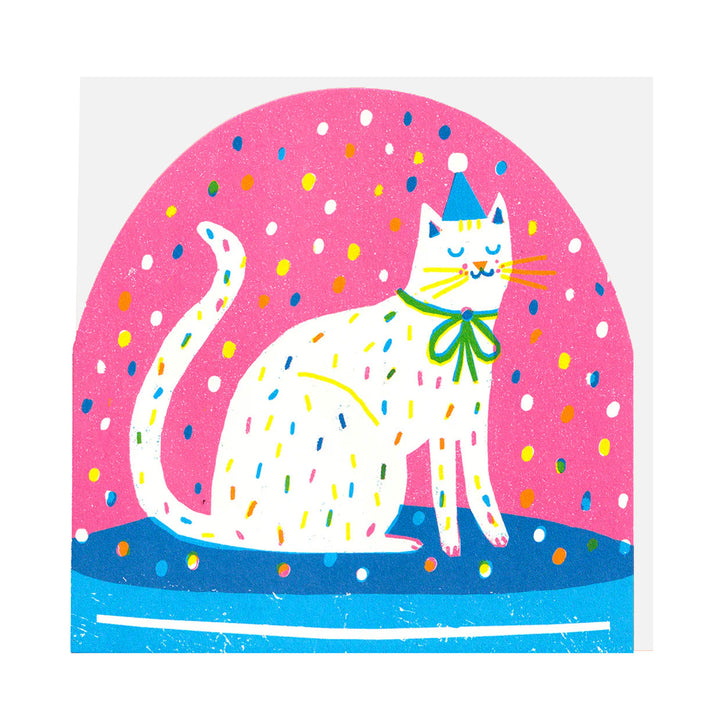 Party Cat Large Snowglobe Card by The Printed Peanut — product view