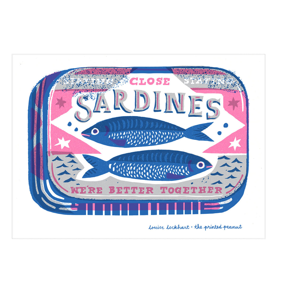 Sardines A4 Risograph Art Print by The Printed Peanut — product view