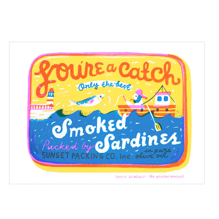 You're A Catch A4 Risograph Art Print by The Printed Peanut — product view