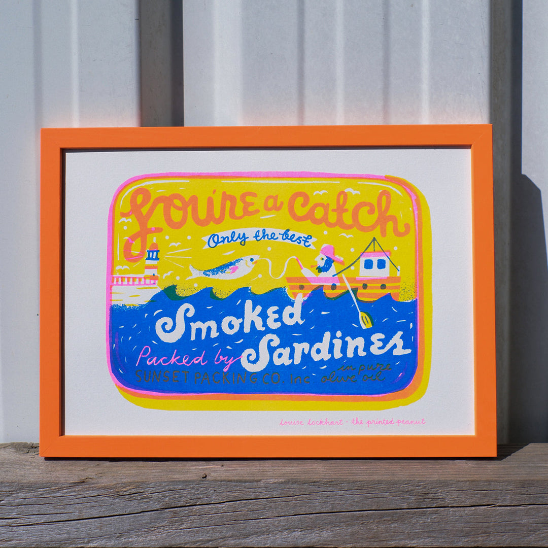 You're A Catch A4 Risograph Art Print by The Printed Peanut — additional product and styling view