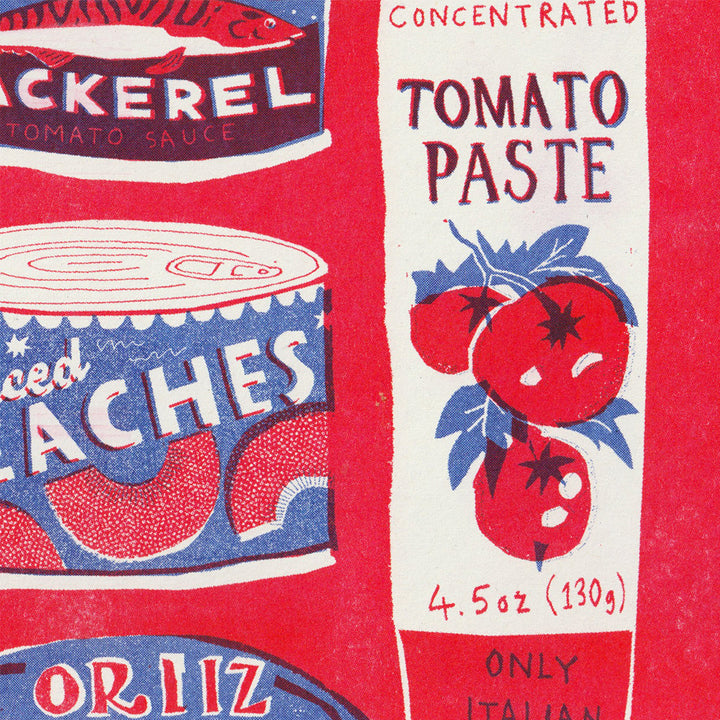Red Tins Collection A3 Risograph Art Print by The Printed Peanut — additional product and styling view