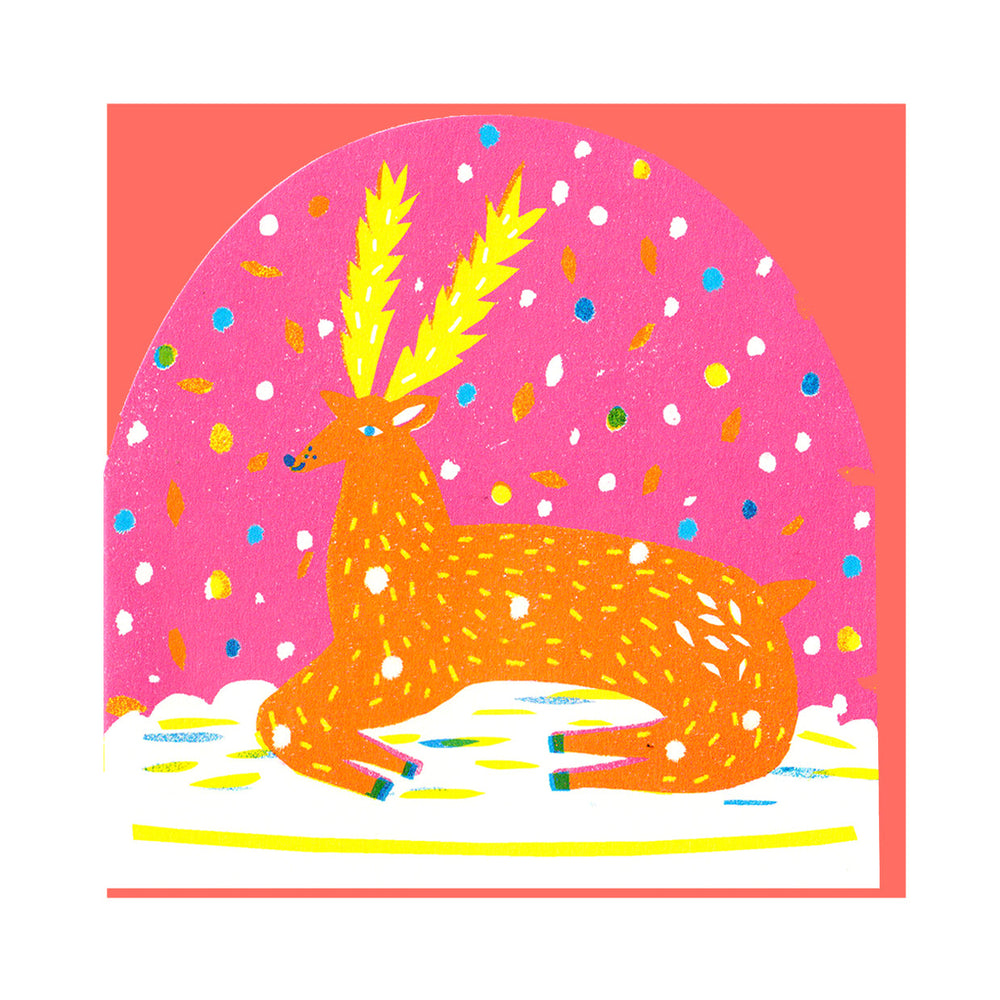 Reindeer Large Snowglobe Card by The Printed Peanut — additional product and styling view