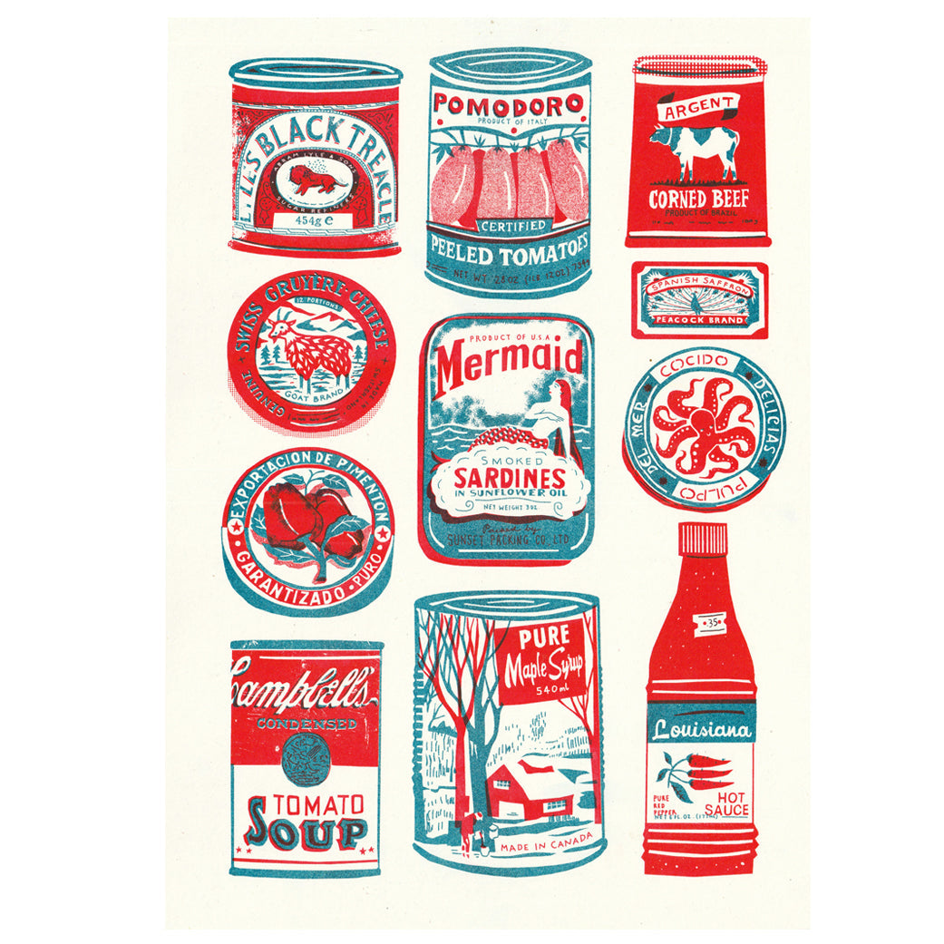 Tins Collection A3 Risograph Art Print by The Printed Peanut — product view
