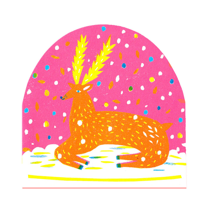 Reindeer Large Snowglobe Card by The Printed Peanut — product view