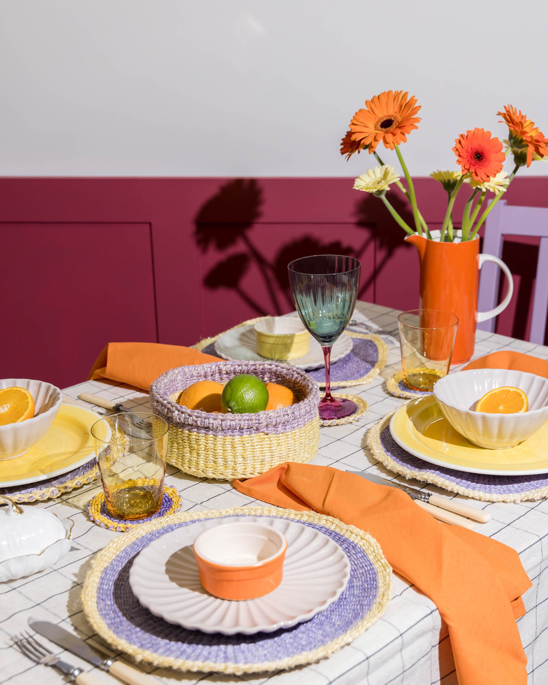 Official BINTI bread basket and lavender-yellow table styling