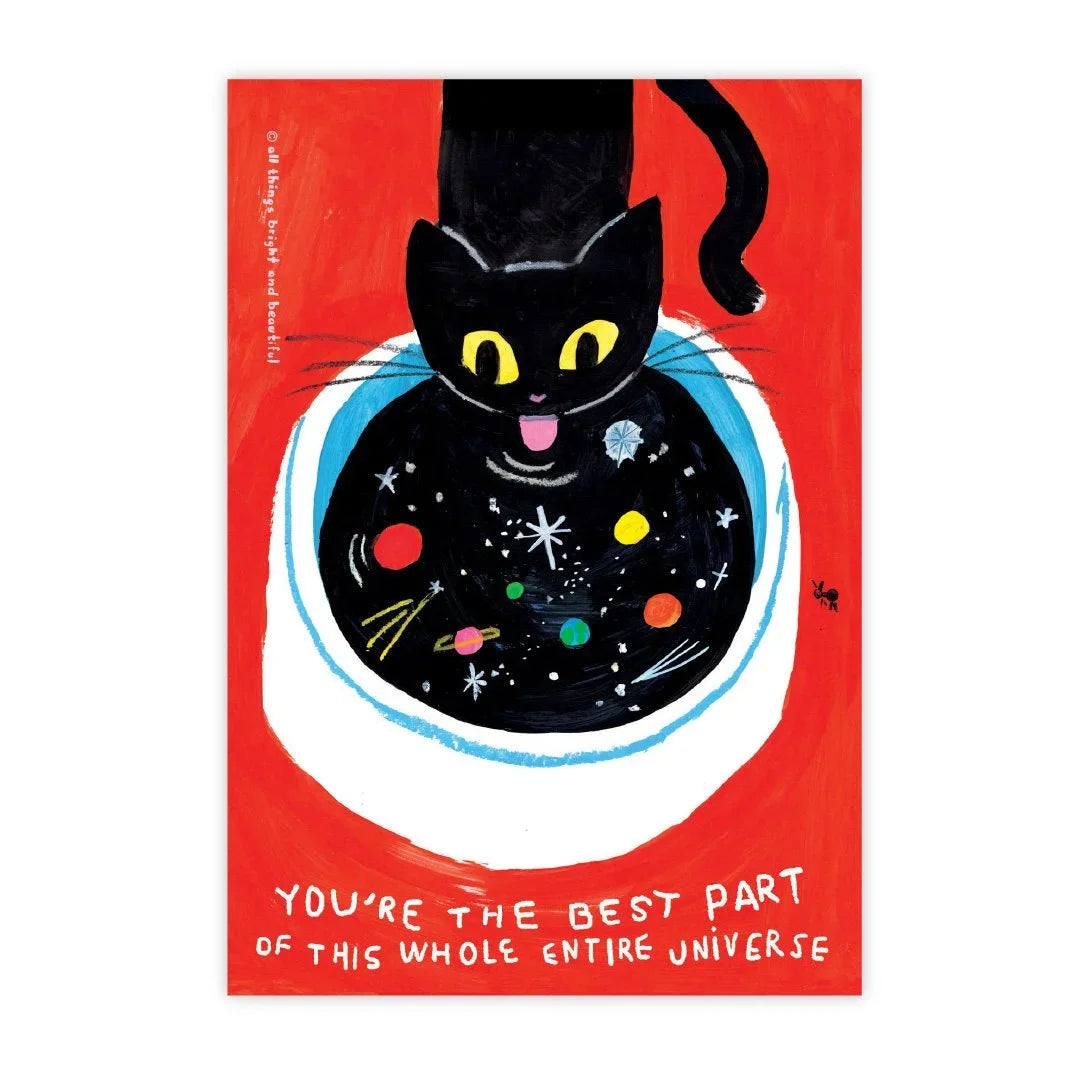 Cat original illustrated postcard